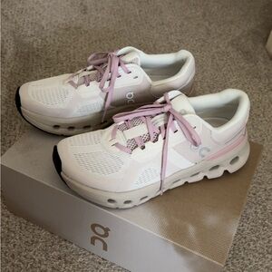 On Running Women's Light Pink and White Sneakers